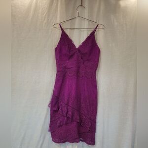 Adelyn Rae Women's Orchid Lace Sheath Dress W/ Tiered Skirt/Flouncy Ruffles